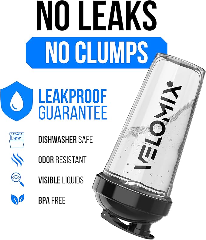 VELOMIX -2 Pack- 28 oz Protein Shaker Bottles