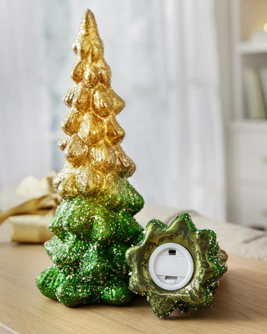 Lit Tabletop Glass Trees