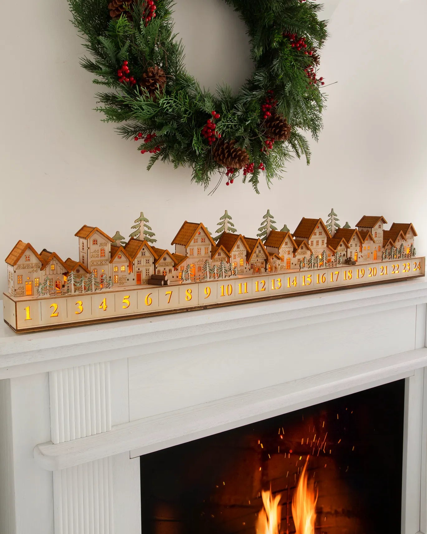 Lit Wooden Christmas Advent Calendars