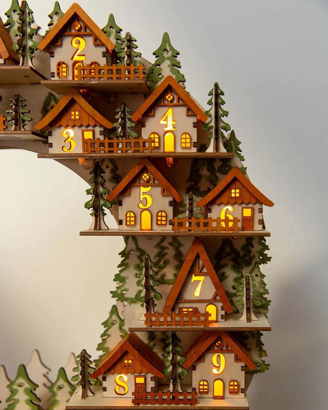 Lit Wooden Advent Wreaths