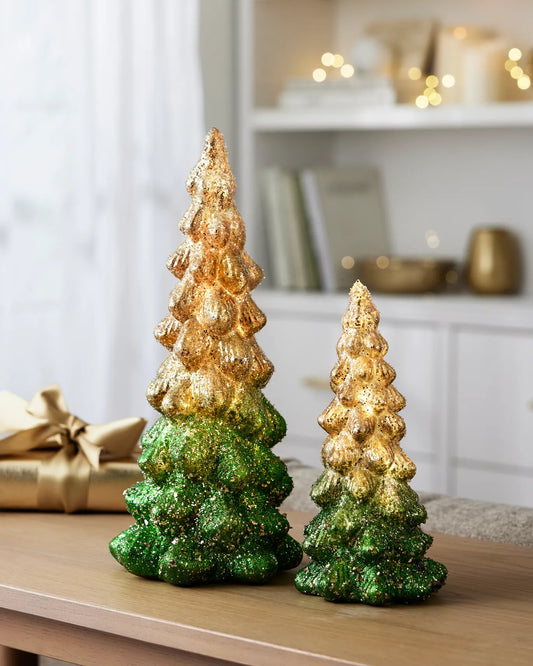 Lit Tabletop Glass Trees